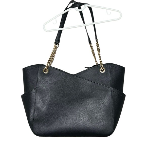 Michael Kors Jet Set Large Saffiano Leather Shoulder Bag Black - Picture 2 of 4